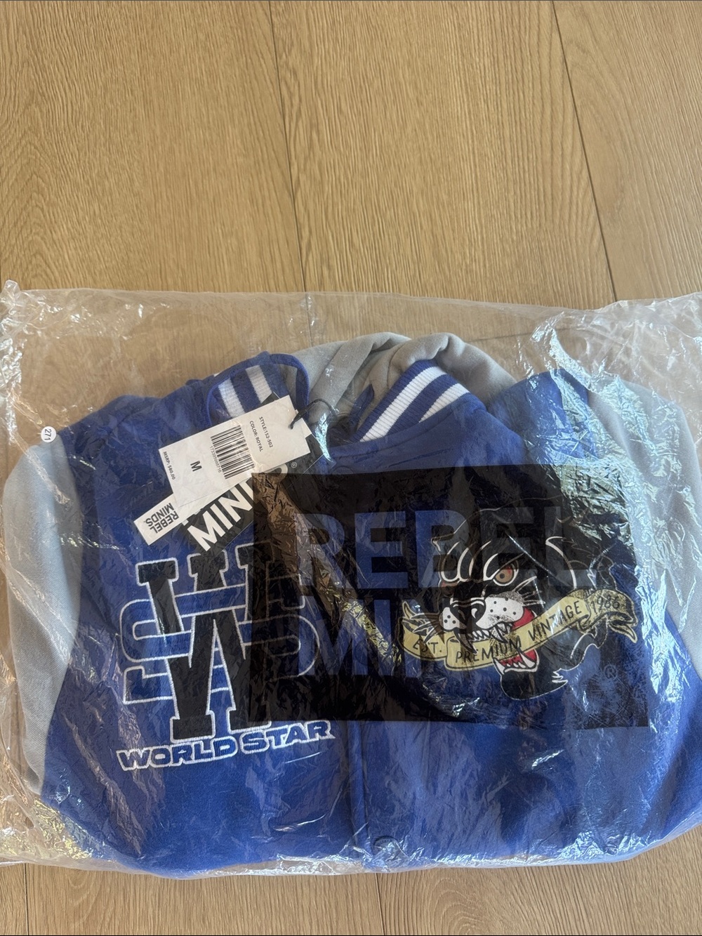 Rebel Minds World Star Blue Varsity Jacket Hoodie - Men’s M NWT